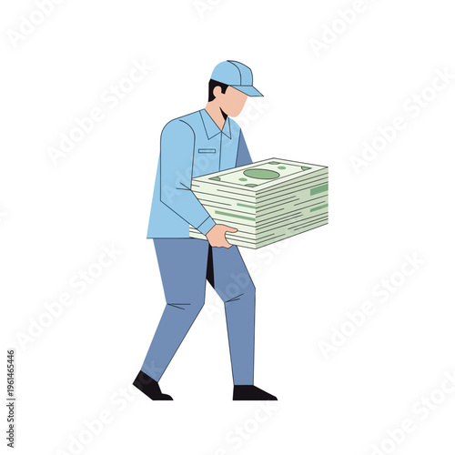 Man carrying a large stack of money.