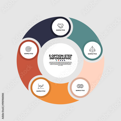 Circle arrows diagram infographic. Circular with 5 steps, options. Process chart, cycle diagram for business presentation, report, Annual, web. editable vectors