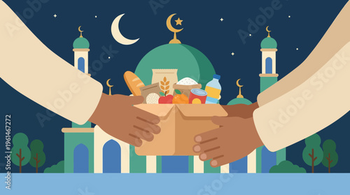 Two hands holding a food box.