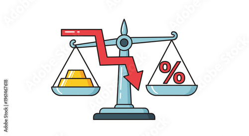Gold Price and Interest Rate Balance Economy Illustration