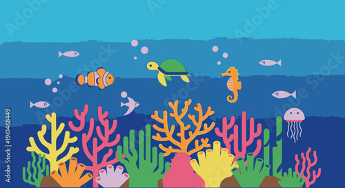 Colorful Coral Reef Fish Marine Life.