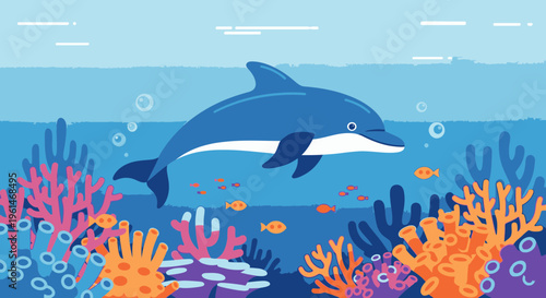 Dolphin swimming in ocean water.