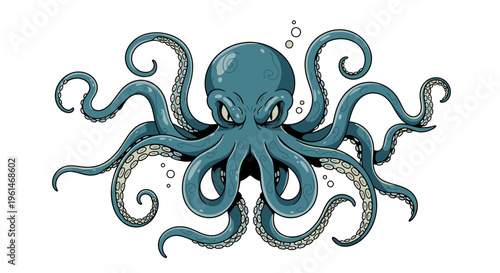 Large Teal Color Octopus Tentacles Extended.