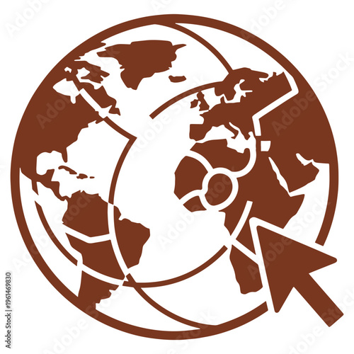 rown globe with whisker like lines and circular patterns