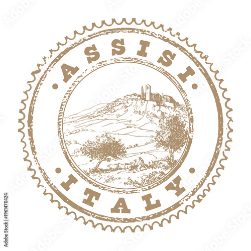 Assisi Italy Saint Francis Basilica Medieval Pilgrimage Passport Cancellation Stamp Postmark