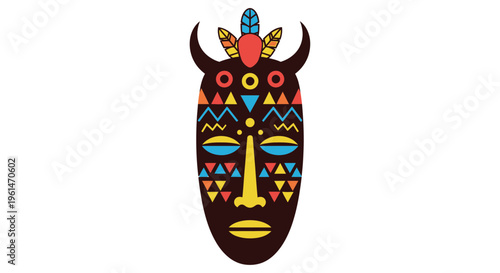 Decorative tribal bull head mask.