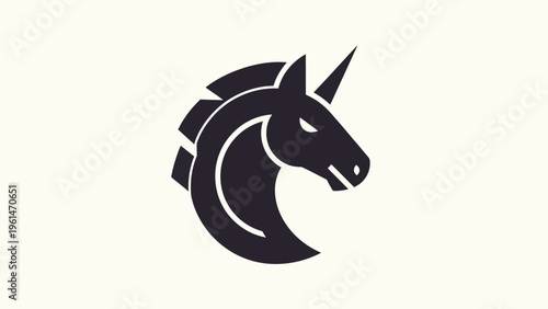 Stylized black unicorn head silhouette