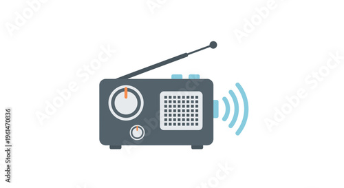 Vintage old radio with antenna 3.