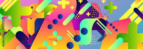 New bright juicy summer abstract fluid creative banner, trendy bright neon colors with dynamic lines