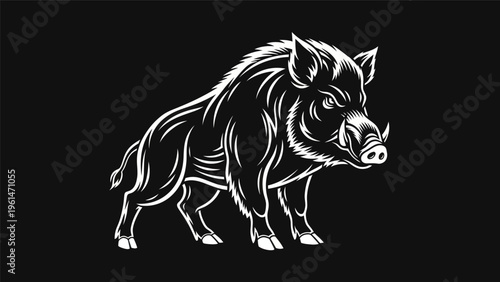 Stylized boar illustration on dark background