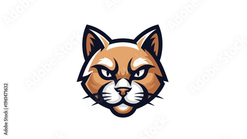 Stylized cat head mascot illustration