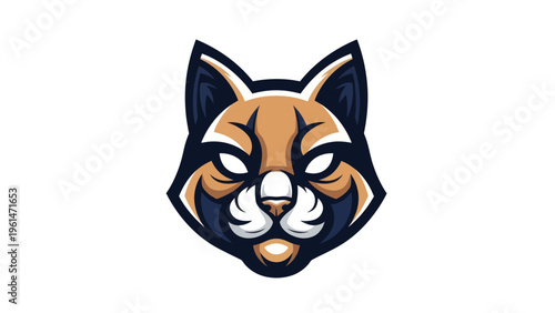 Stylized cat head mascot illustration