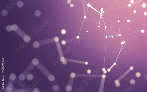 Abstract background. Molecules technology with polygonal shapes, connecting dots and lines. Connection structure. Big data visualization.