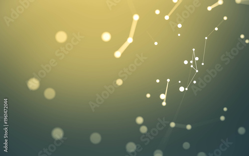Abstract background. Molecules technology with polygonal shapes, connecting dots and lines. Connection structure. Big data visualization.