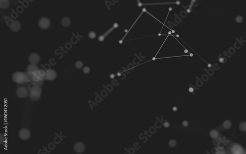 Abstract background. Molecules technology with polygonal shapes, connecting dots and lines. Connection structure. Big data visualization.