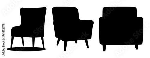Armchair set with minimalist silhouette design featuring seating, furniture, interior design with illustration and vector, minimalist form
