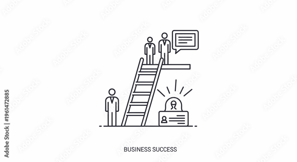 Fototapeta premium Business people climbing success ladder high.