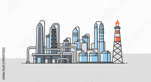Industrial factory with smoke stack pipe.