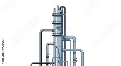 Industrial pipe system with valves.