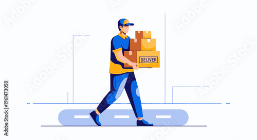 Man carrying boxes delivery worker.