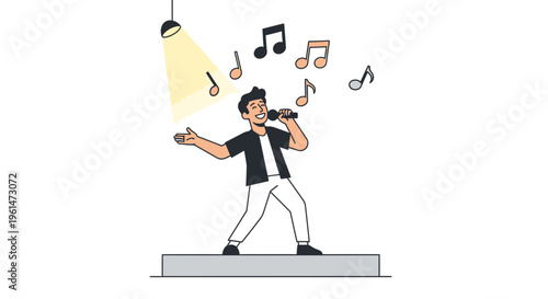 Man singing into a microphone loudly.