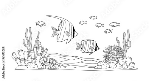 School of Fish Swimming Together Underwater.