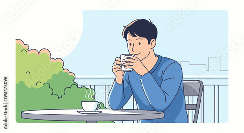 Man sitting alone drinking coffee 1.