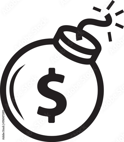 Dollar bomb icon symbolizing financial crisis and economic risk
