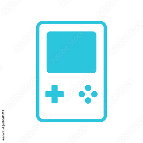 Retro game console icon, Isolated on white background. Blue icon