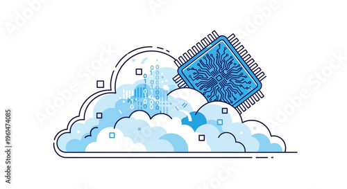Cloud with microchip technology integration.