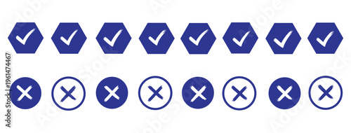 Check tick mark icon set. Cross box x check mark checkbox v list vector draw hand drawn sketch doodle brush marker checklist symbol wrong right circle. Vector 