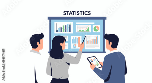 Business people analyzing data statistics.