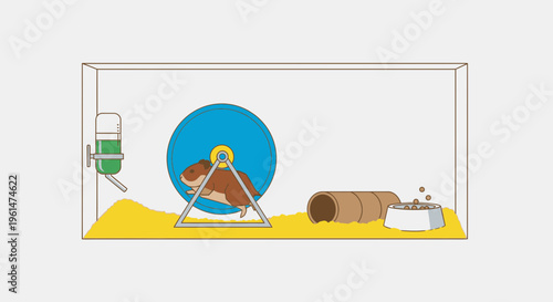 Brown hamster on exercise wheel inside.