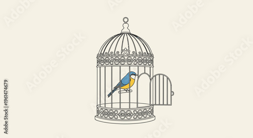 Colorful bird in a cage 4.