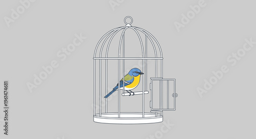 Colorful bird in a cage 1.