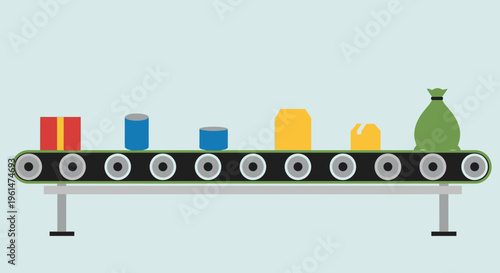 Conveyor belt with packaged goods.