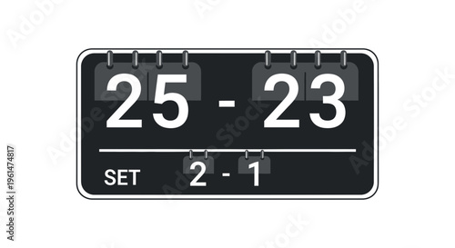 Scoreboard display with numbers and sets.