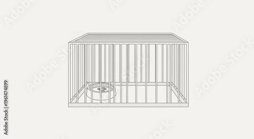 Wire cage with metal bowl inside.