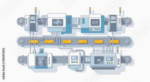 Industrial robotic assembly line machinery.