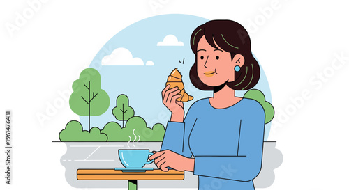Woman eating ice cream cone outdoors.