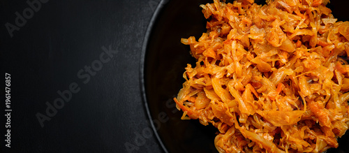 Stewed Cabbage On Dark Background