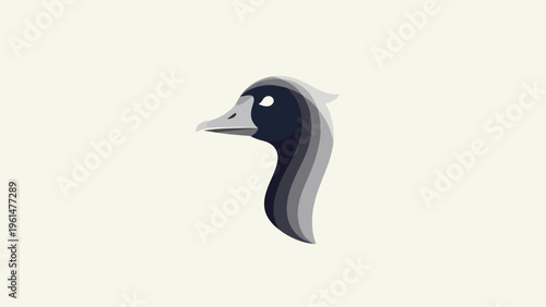 Stylized goose head illustration on white