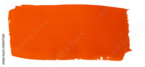 Large rectangular orange paint block with canvas texture isolated on white background