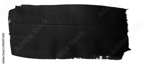 Large rectangular black paint block with canvas texture isolated on white background