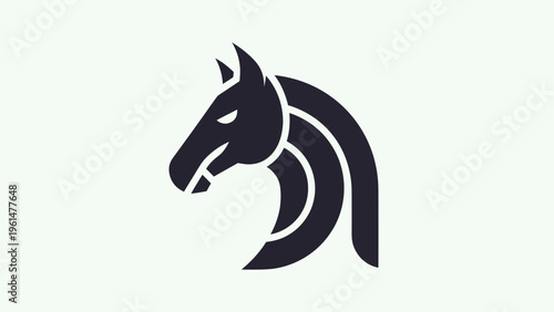 Schilderij op canvas Stylized horse head logo on white background