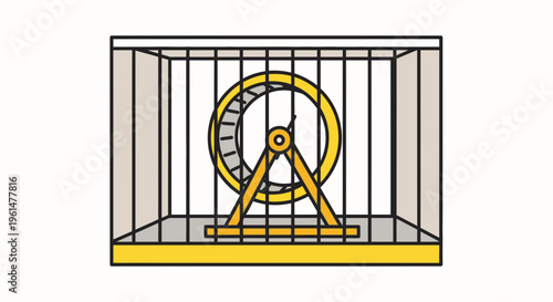 Hamster wheel in cage closeup.