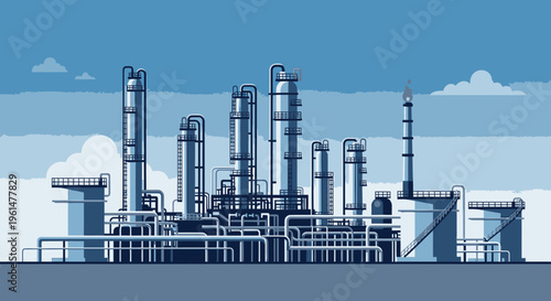 Industrial factory with multiple smokestacks 1.