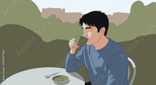 Man sitting alone at a table.