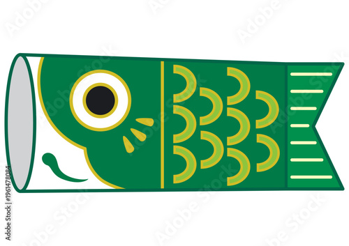 シンプルな緑の子鯉のイラスト こどもの日 春の和風アイコン素材