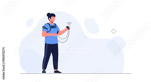 Person Using Wearable Technology for Fitness Tracking and Health Monitoring